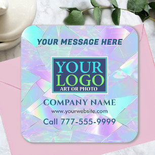 Adesivo Quadrado Logotipo, Mensagem, Promoção Empresarial, Design I