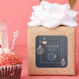 Adesivo Quadrado Logotipo Obrigado Férias de Natal Moderno