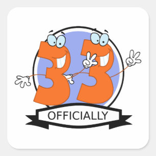 Adesivo Quadrado Logotipo oficial de 33 de aniversário