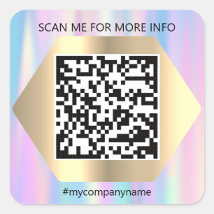 Adesivo Quadrado Logotipo personalizado Código QR Digitalizar meu