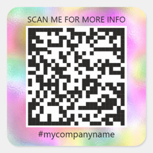 Adesivo Quadrado Logotipo personalizado Código QR Digitalizar meu