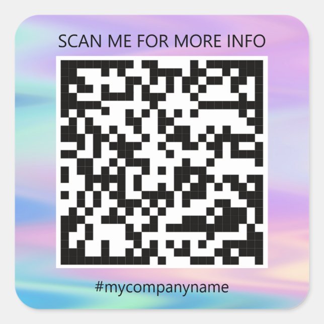Adesivo Quadrado Logotipo personalizado Código QR Digitalizar o meu (Frente)