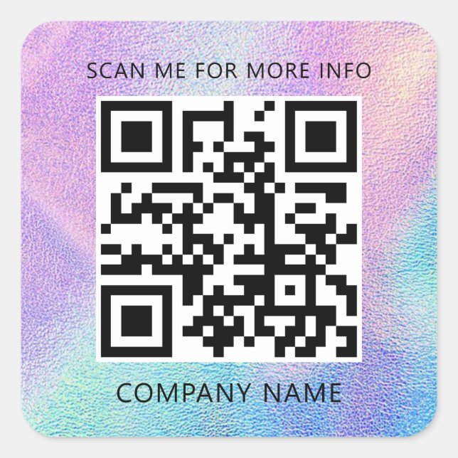 Adesivo Quadrado Logotipo personalizado Código QR Digitalizar o nom (Frente)
