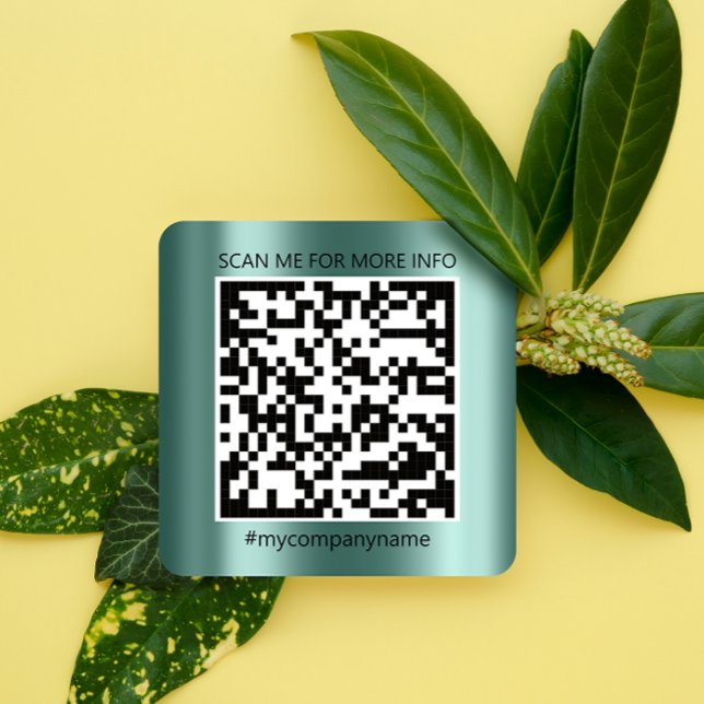 Adesivo Quadrado Logotipo personalizado Código QR Digitalizar o nom (Criador carregado)