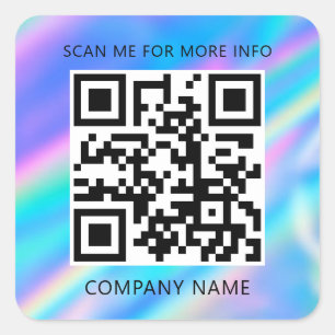 Adesivo Quadrado Logotipo personalizado Código QR Digitalizar o nom