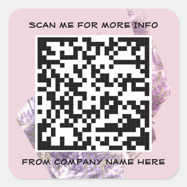 Adesivo Quadrado Logotipo personalizado Código QR Nome Obrigado Com (Frente)