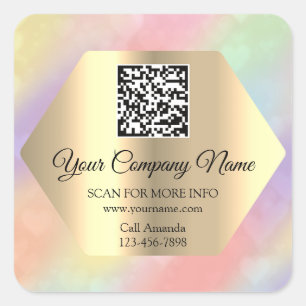 Adesivo Quadrado Logotipo personalizado Código QR Rosa Promocional