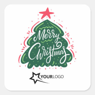 Adesivo Quadrado Logotipo personalizado de Feliz Natal - Negócios