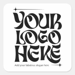 Adesivo Quadrado Logotipo Personalizado de Negócios Groovy Retro