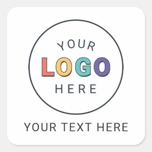 Adesivo Quadrado Logotipo Personalizado e Mensagem Customizada
