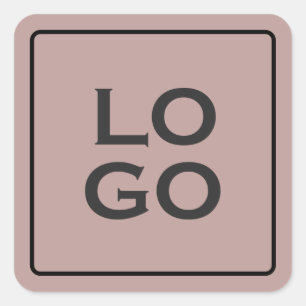 Adesivo Quadrado Logotipo Personalizado em Rosa Poeirento com Moldu