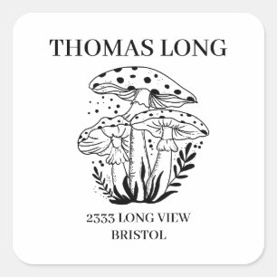 Adesivo Quadrado Logotipo personalizado Madeira de mushroom
