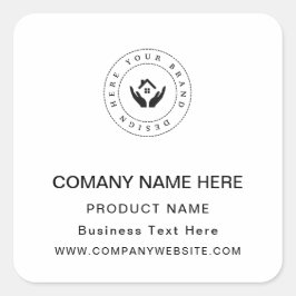 Adesivo Quadrado Logotipo personalizado Nome comercial Texto pessoa