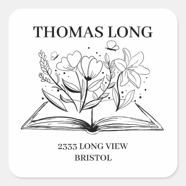 Adesivo Quadrado Logotipo personalizado: placa de madeira de empres (Frente)