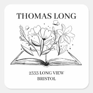 Adesivo Quadrado Logotipo personalizado: placa de madeira de empres