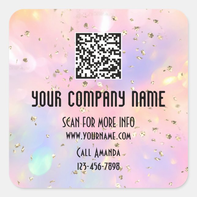 Adesivo Quadrado Logotipo personalizado QR Compro de código do Prom (Frente)