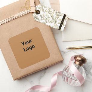 Adesivo Quadrado Logotipo personalizado simples e elegante aqui cl