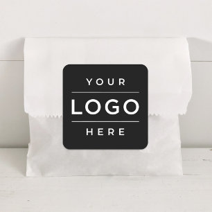 Adesivo Quadrado Logotipo Preto Personalizado de Promoção de Negóci