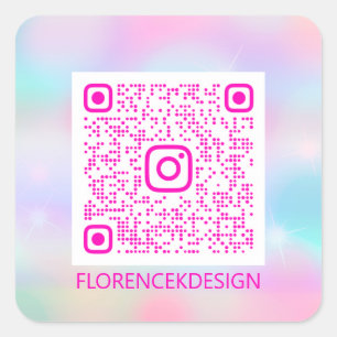 Adesivo Quadrado Logotipo QR personalizado Pastas Holográficas