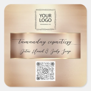 Adesivo Quadrado Logotipo QRCode Compre on-line Rosa de produto Fot