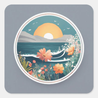 Adesivo Quadrado Logotipo redondo de 16.000, texto MONTABEACH, mini