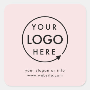Adesivo Quadrado Logotipo rosa   Empresa Corporativa Moderna Minima