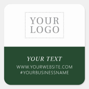 Adesivo Quadrado Logotipo verde Empresa Obrigado Pacote personaliza