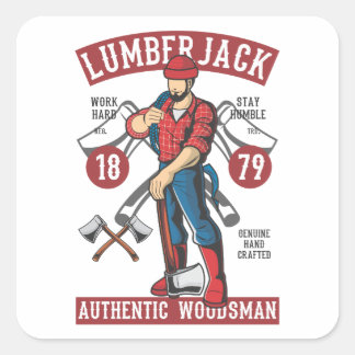 Adesivo Quadrado Logotipo Vintage Lumberjack