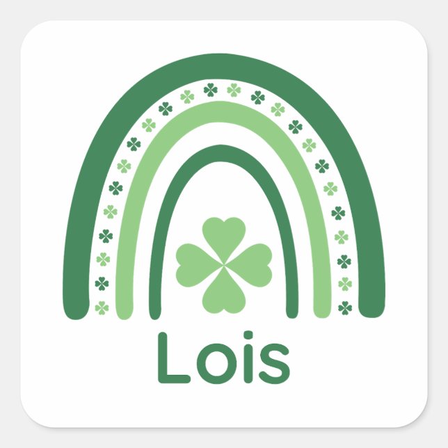 Adesivo Quadrado Lois Name Clover Boho Rainbow (Frente)