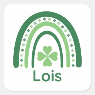 Adesivo Quadrado Lois Nome Trevo Boho Arco-íris