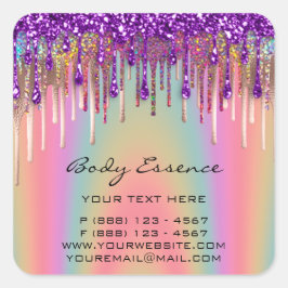 Adesivo Quadrado Loja de Extensão de Cílios Rosa Roxo Holográfico 