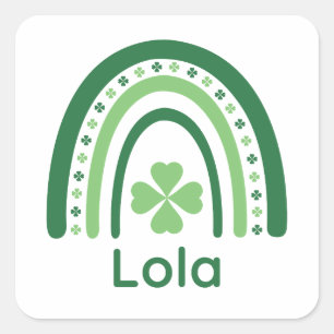 Adesivo Quadrado Lola Nome Clover Boho Arco-íris