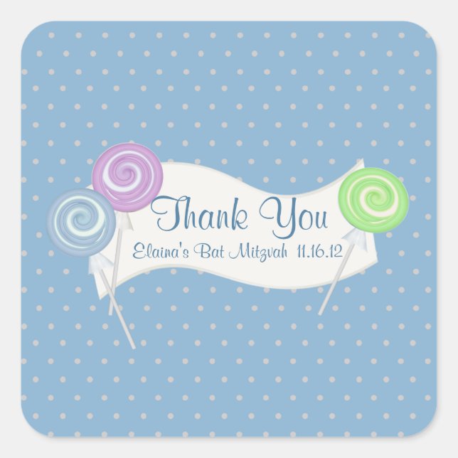 Adesivo Quadrado Lolipps e Bolinhas (Frente)