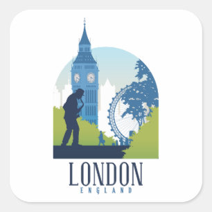 Adesivo Quadrado London England Skyline