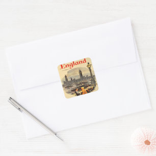 Adesivo Quadrado London England Vintage Style Big Ben