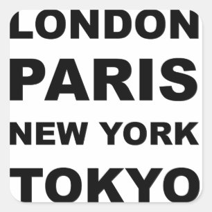 Adesivo Quadrado Londres, Paris, New York, Tokyo.
