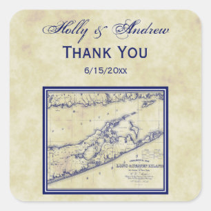 Adesivo Quadrado Long Island, o mapa dos Hamptons, se aflita