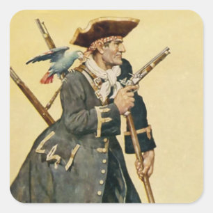 Adesivo Quadrado “Long John Silver” de “A Ilha do Tesouro”