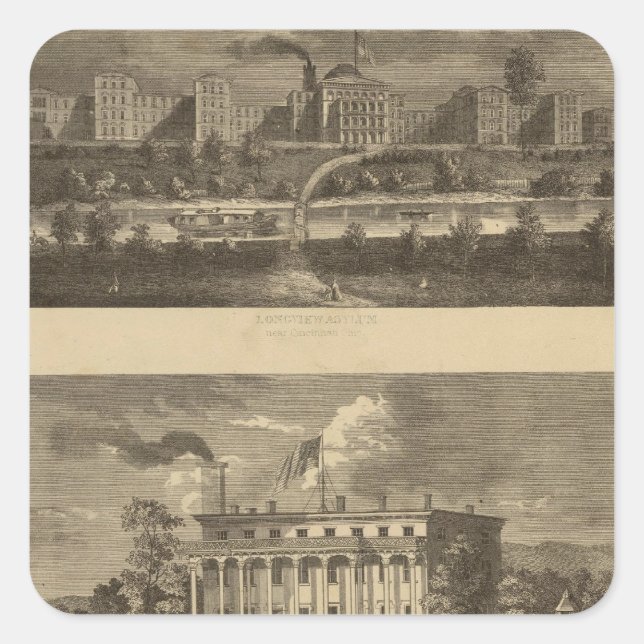 Adesivo Quadrado Longview Asylum, Ohio (Frente)