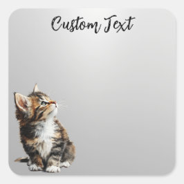 Adesivo Quadrado Looking Up Cat -5 | Personalized Custom Text