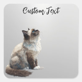 Adesivo Quadrado Looking Up Cat -6 | Personalized Custom Text
