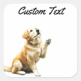 Adesivo Quadrado Looking Up Puppy-4 | Personalized Custom Text
