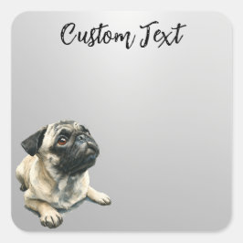 Adesivo Quadrado Looking Up Puppy-5 | Personalized Custom Text