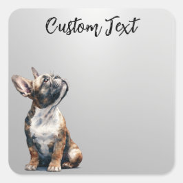 Adesivo Quadrado Looking Up Puppy-6 | Personalized Custom Text