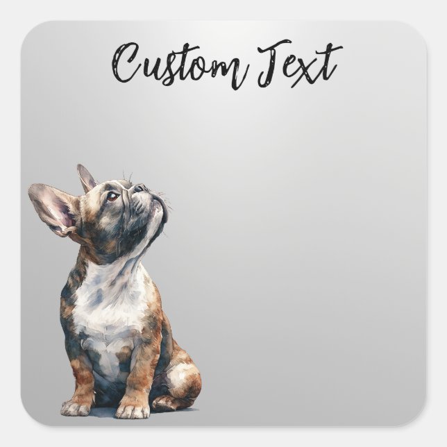 Adesivo Quadrado Looking Up Puppy-6 | Personalized Custom Text (Frente)