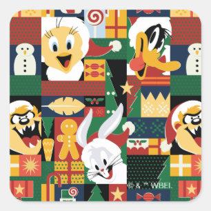 Adesivo Quadrado LOONEY TUNES™ Holiday Block Patterno