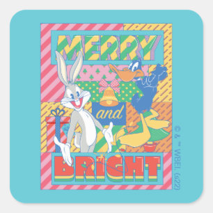 Adesivo Quadrado LOONEY TUNES™   Natal Alegre e Brilhante