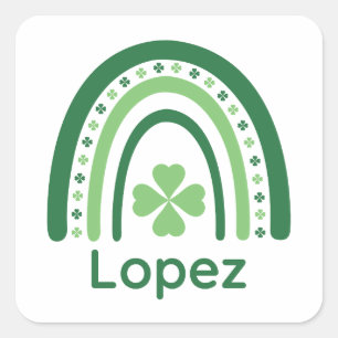Adesivo Quadrado Lopez Nome Clover Boho Arco-íris