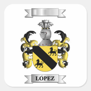 Adesivo quadrado Lopez Sobrenome e Escudo