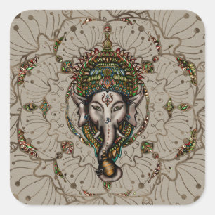 Adesivo Quadrado Lord Ganesha - Cor na Canvas